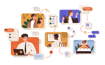 bionic AI hand and human hand connecting through touch