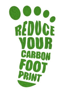 Reduce your carbon footptint in the shape of a footprint